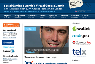 11/11～12、ロンドンで「Social Game Summit ＋ Virtual Goods Summit」開催