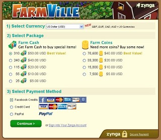 FarmVille、Facebookの仮想通貨プラットフォーム「Facebook Credit」導入